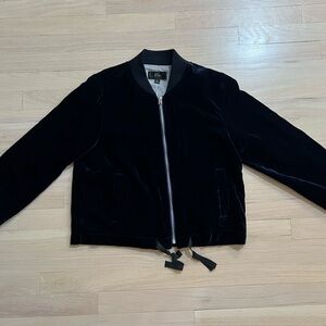 J Crew Women's Dark Blue Velvet Bomber Jacket J4973 Small